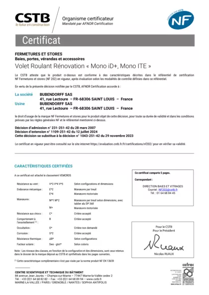 NF Fermetures MONO ID+ 07-24