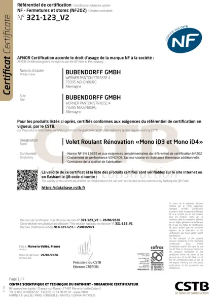 NF Fermetures MONO ID4 NBG 06-26