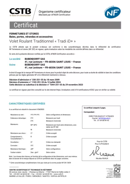 NF Fermetures TRADI ID+ STL 07-24
