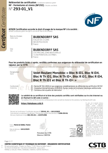 NF Fermetures BLOC N et R 12-25