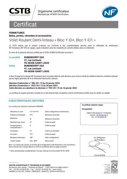 NF Fermetures BLOC Y STL 06-23