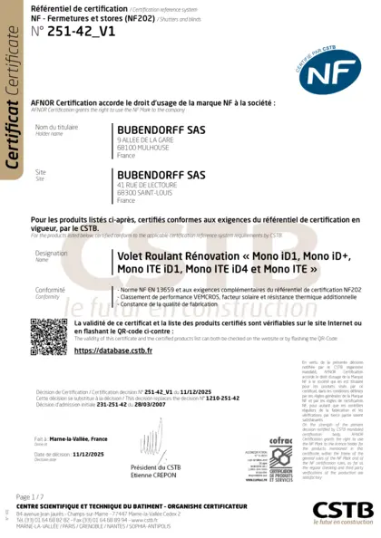 NF Fermetures MONO ID4 ITE 12-25