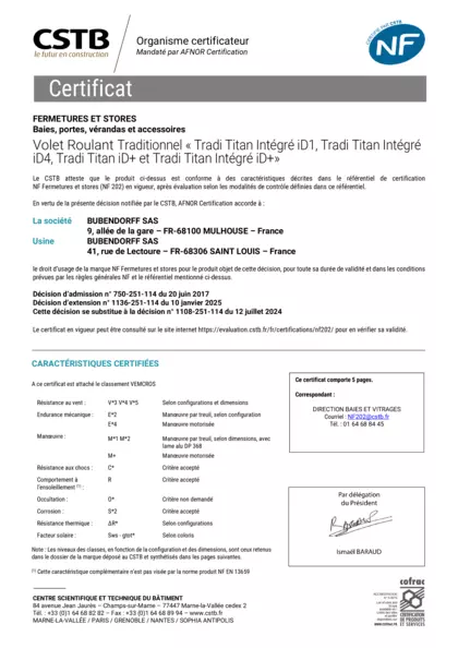 NF Fermetures TRADI TITAN et TRADI TITAN INTÉGRÉ 01-25