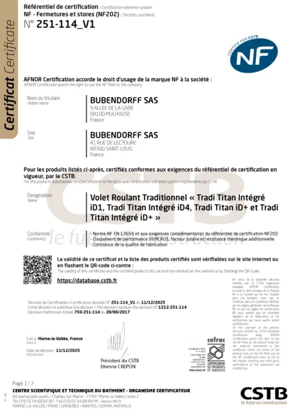 NF Fermetures TRADI TITAN et TRADI TITAN INTÉGRÉ 12-25